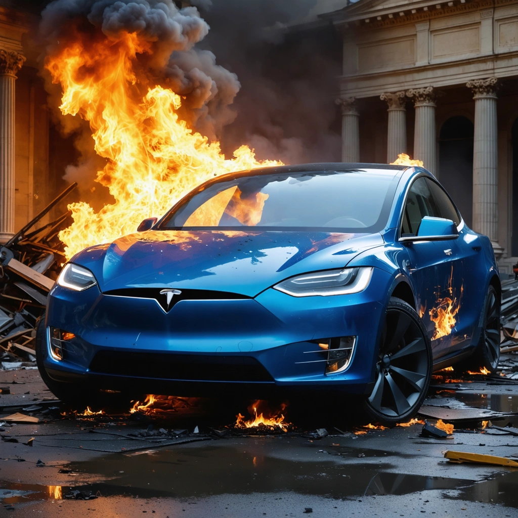 Tesla Faces Arson Vandalism: 17 Cars Set Ablaze in Rome